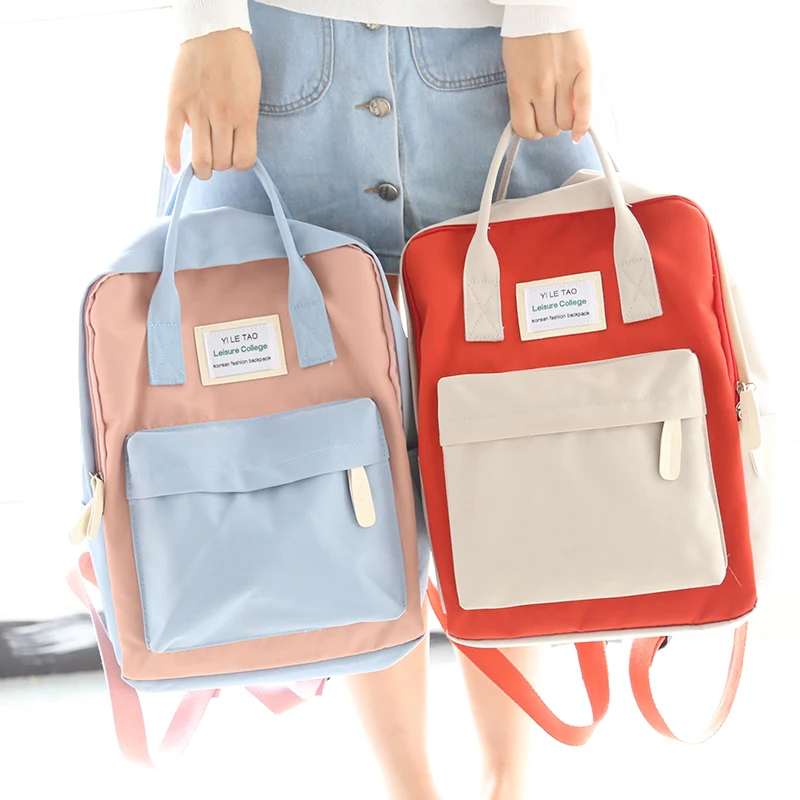 Women Canvas Backpacks Candy Color Waterproof School Bags for Teenagers Girls Big Laptop Backpack Patchwork Kanken New | Багаж и сумки