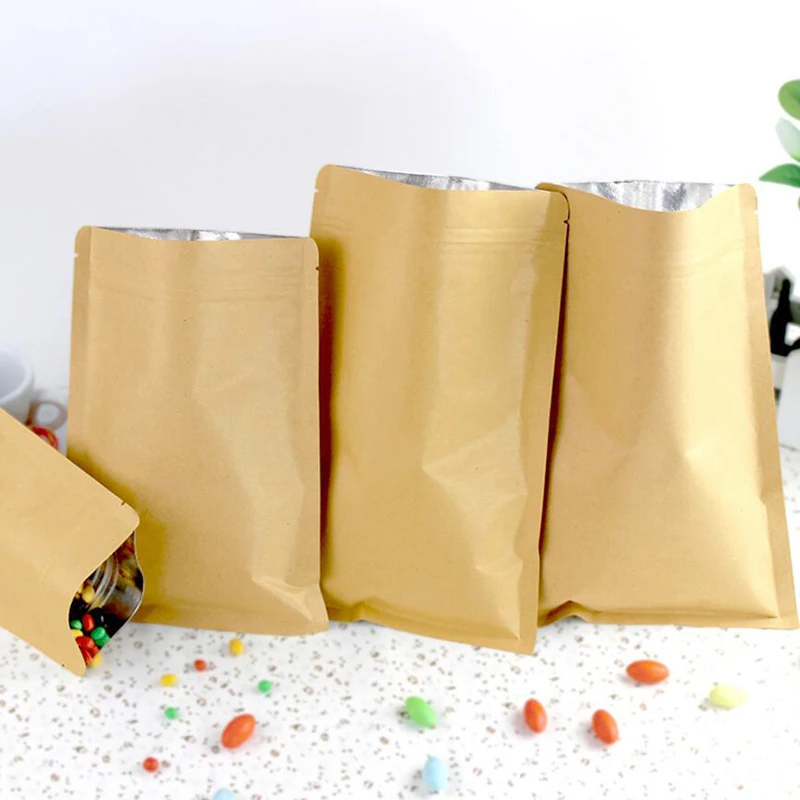 100 шт. маленькие/большие пакеты из крафт-бумаги для упаковки продуктов | Дом и сад