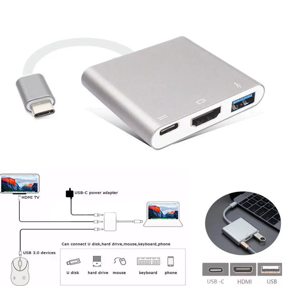Новый Тип C USB 3 1 к 4K HDMI 0 адаптер в хаб для Apple Macbook|Компьютерные кабели и разъемы| |