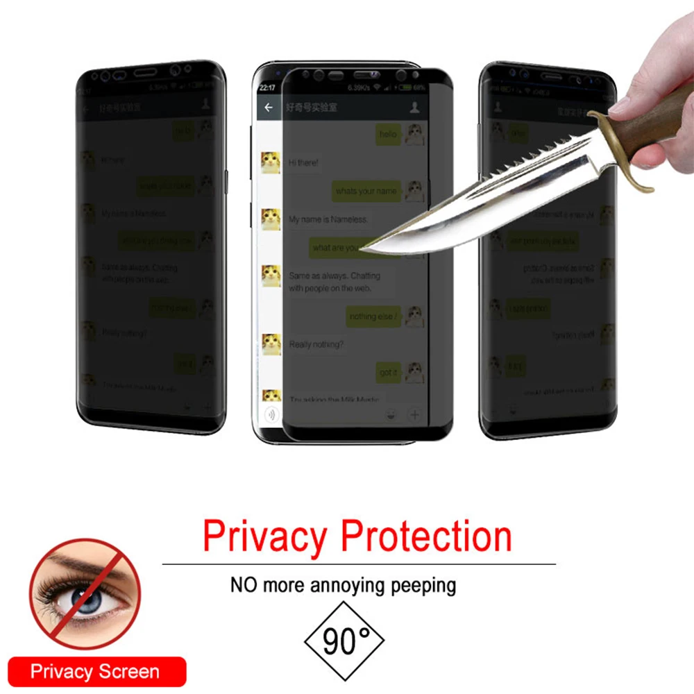 3D Curved Privacy Full Tempered Glass For Samsung Galaxy S8 S9 S10 Note 8 9 10 Plus S10e S7 edge Anti Spy Peep Screen Protector