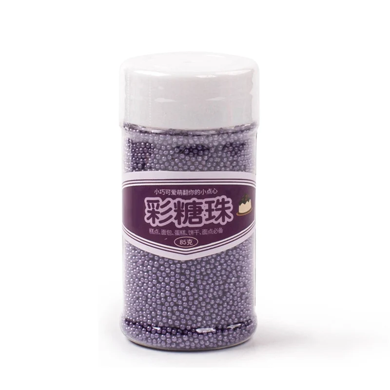 Purple 85g 85 г маленькие бусины съедобный жемчуг сахарный шар помадка выпечка торта DIY силиконовый шоколад для украшения с помощью сахара конфеты fimo глина торт Декор - Цвет: Purple 85g