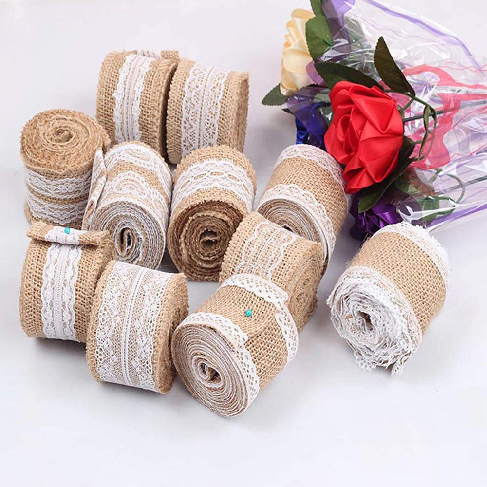 2 метра ширина 5 см винтажные джутовые мешковины Rolls Hessian ленты с кружевом