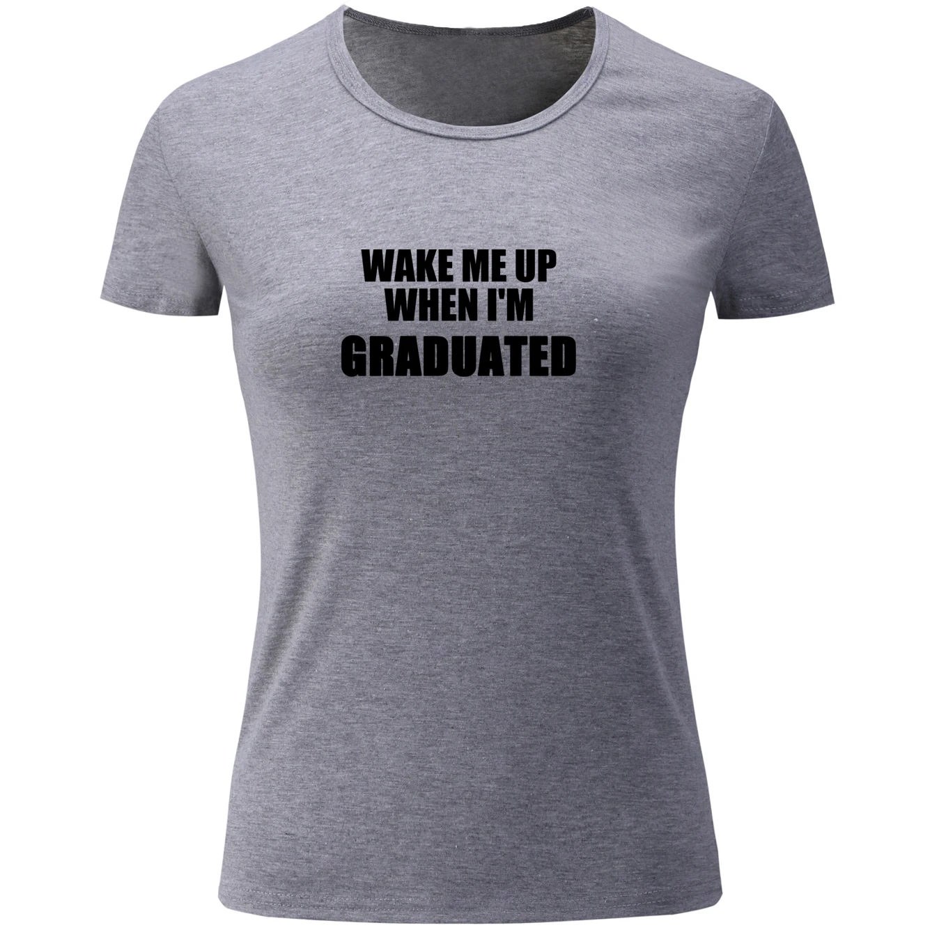 iDzn Wake Me Up When I'm Graduated Print Short Sleeve Women T Shirts Casual Loose Girls Tops Summer Vacation Tees Size S-XXL | Женская