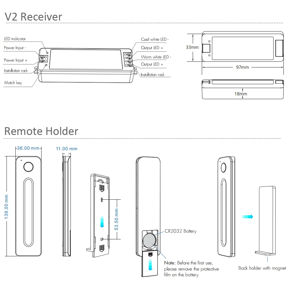 Регулятор яркости CCT для светодиодных лент беспроводной пульт дистанционного