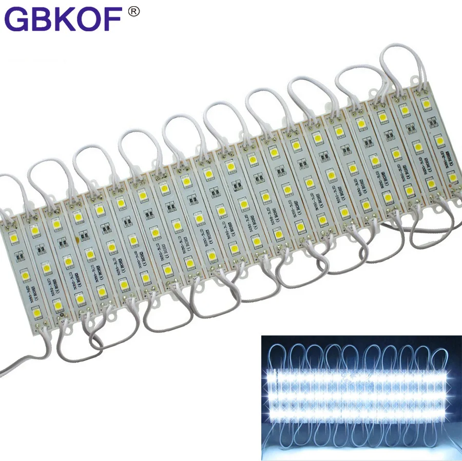 10 шт. 5050 SMD 3 светодиодный s модуль белый/теплый белый Водонепроницаемый световая