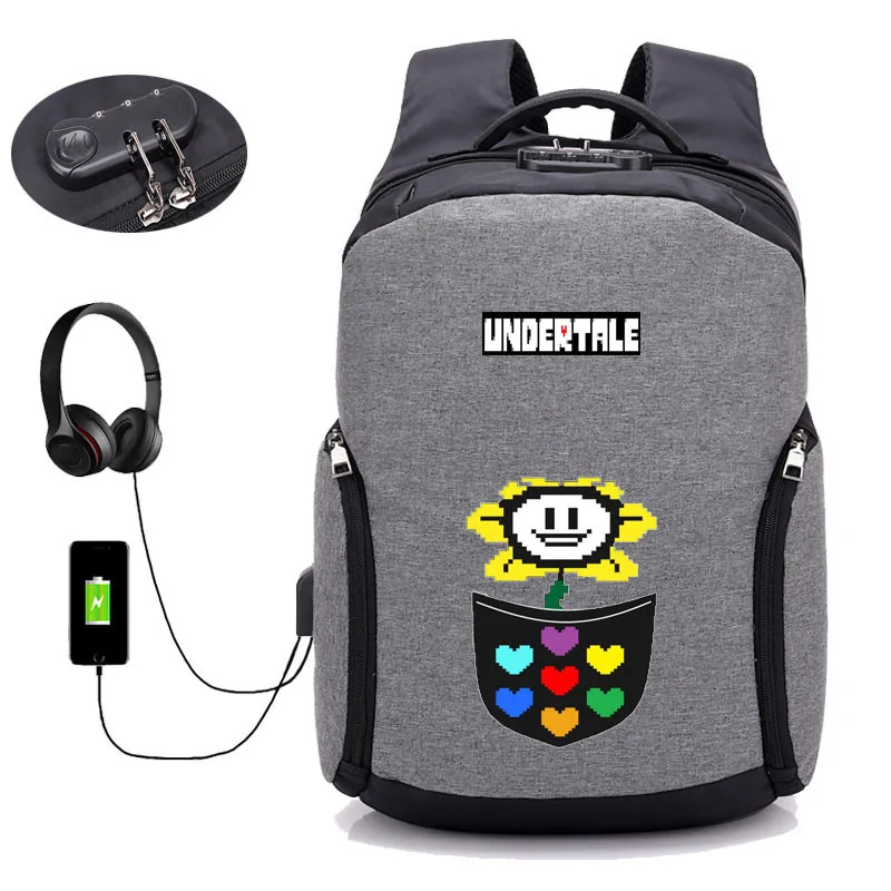 07 Горячая игра «Undertale» рюкзак usb зарядка рюкзак для мужчин wo мужские ученические сумки для путешествий книга рюкзак ноутбук рюкзаки 20 стиль - Цвет: 07