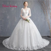 ilovewedding new arrival sheer scoop collar half sleeves custom made lace applique court train bridal wedding dresses