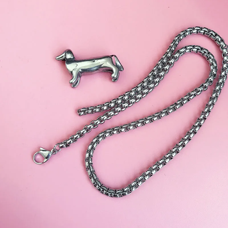 Новый металлический 3d чокер из нержавеющей стали в виде таксы &quotсобака&quot