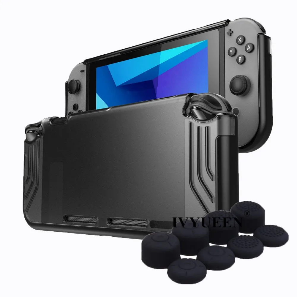 Чехол IVYUEEN для Nintendo Switch Console Premium Тонкий прозрачный гибридный защитный чехол из ТПУ для игровой оболочки-черный/зеленый/фиолетовый