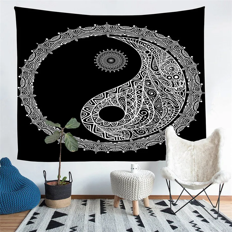 HELENGILI домашний интерьер Yin Yang гобелен настенный песочный пляжный коврик для