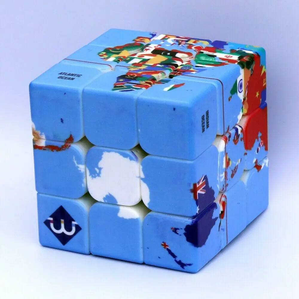 Скоростная карта мира национальный флаг 3x3x3 дизайн Магический Куб 3D IQ игры Твист