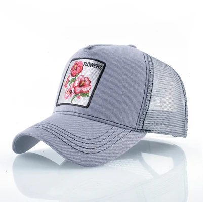 Gray Flower1 Женские летние бейсболки дышащие сетчатые кепка мужские бейсболка с вышивкой кактус бейсболка уличная хип-хоп бейсбольная кепки - Цвет: Gray Flower1