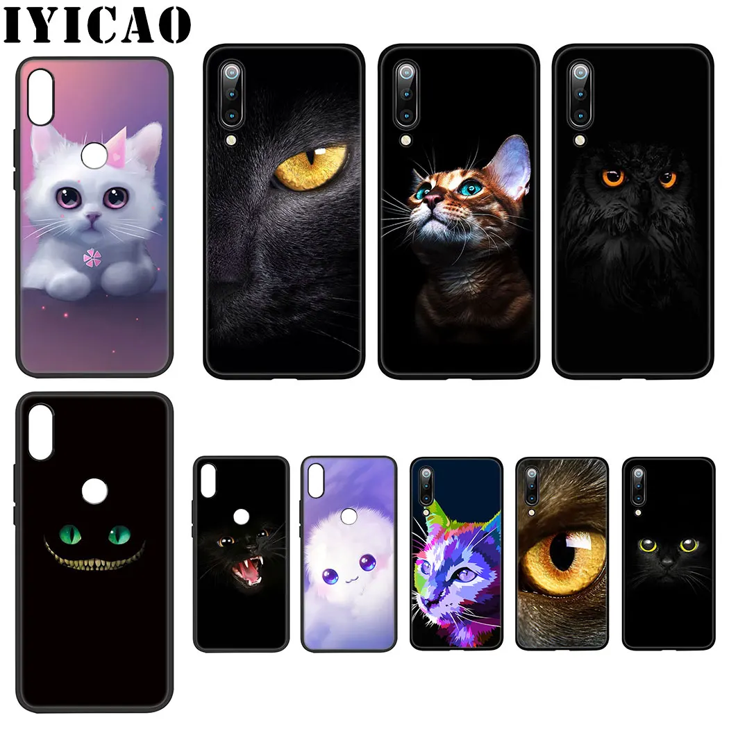 Мягкий чехол IYICAO eyes in black Cat Owl для Xiaomi Mi 6 8 9 SE A1 A2 Lite F1 9T A3 Pro CC9E CC9 MAX 3 5X 6X |