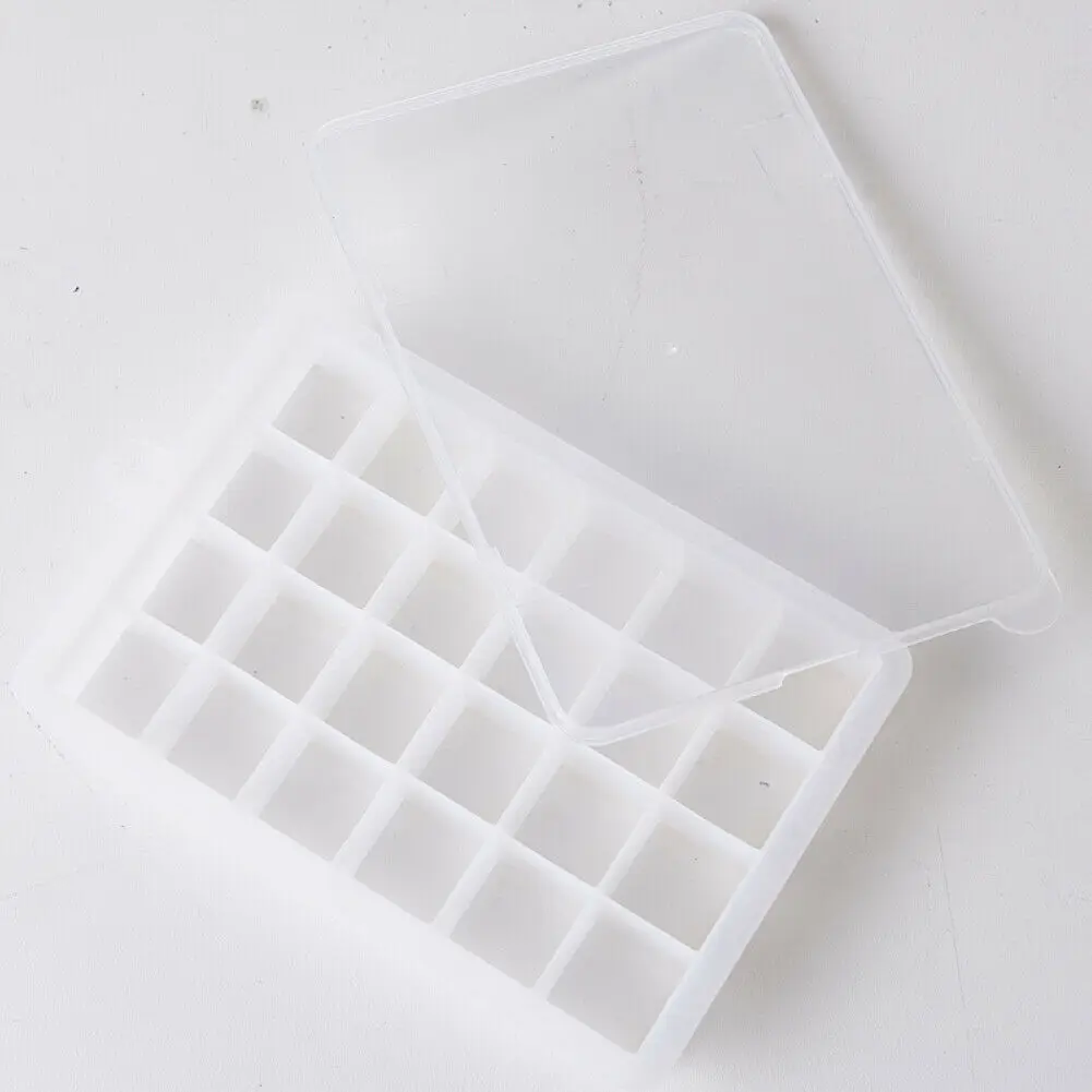 White 24 with lid 10-24 Сетки Пищевой Силиконовый поднос для льда фруктовый лед производитель кубиков DIY креативная маленькая форма для льда квадратная форма кухонные аксессуары - Цвет: White 24 with lid