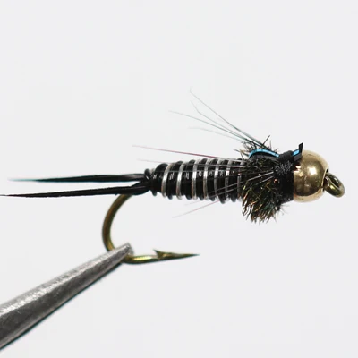 BlackSilver Wire Bimoo 10 шт. 12# медная приманка для ловли нахлыстом John Beadhead Nymphs - Цвет: BlackSilver Wire