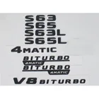 Плоский матовый черный багажный знак с буквами, эмблема, эмблема, наклейка для Mercedes Benz S63 S63L S65 S65L V8 BITURBO 4matic AMG