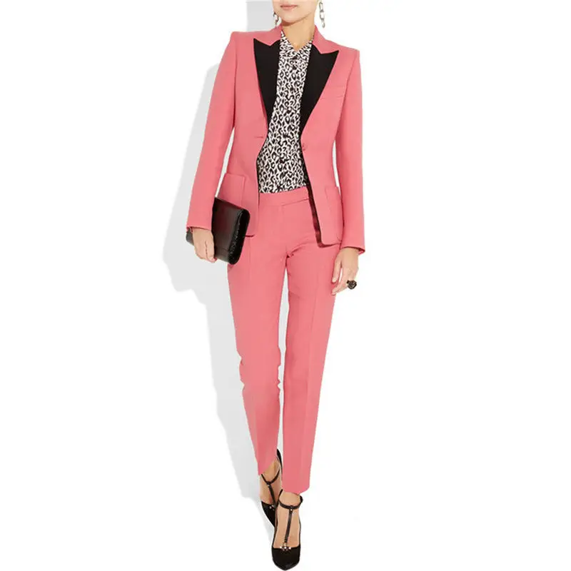 

Bespoke Watermelon Womens Business Suits 2 Piece Set Ladies Winter Formal Trouser Suits Interview Sets B150