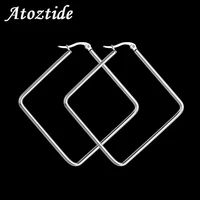 atoztide high quality stainless steel square hoop earrings smooth star earrings rings ear loop party jewelry