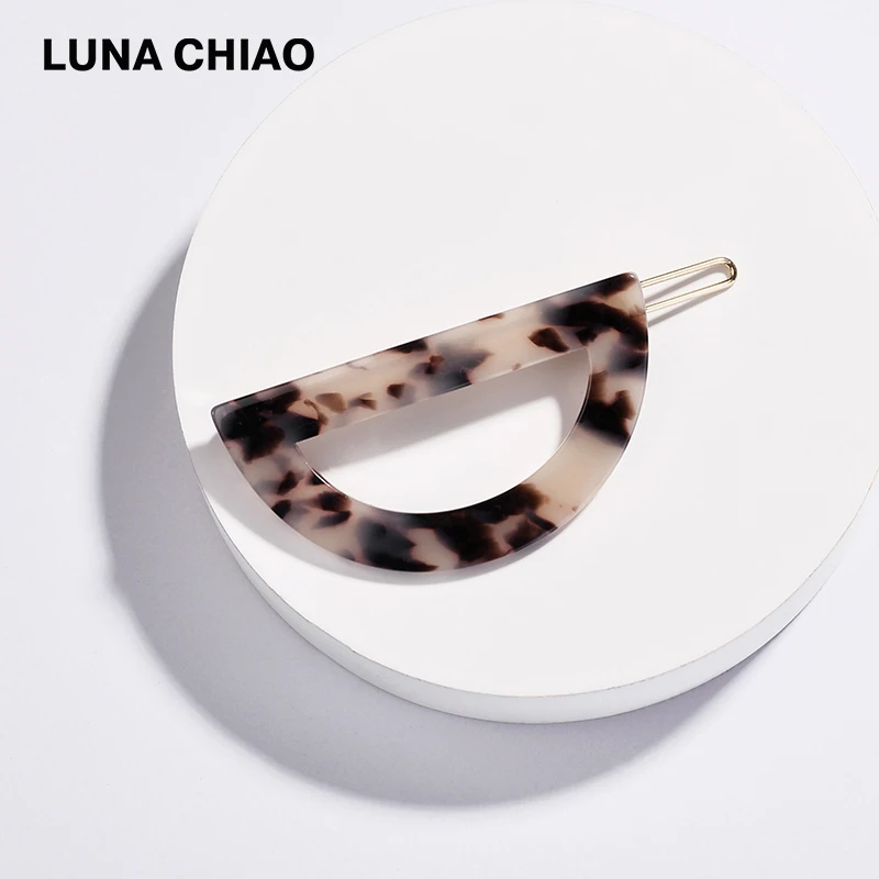 Популярные аксессуары для волос LUNA CHIAO, полукруглые акриловые заколки для волос в виде черепахи для девушек и женщин