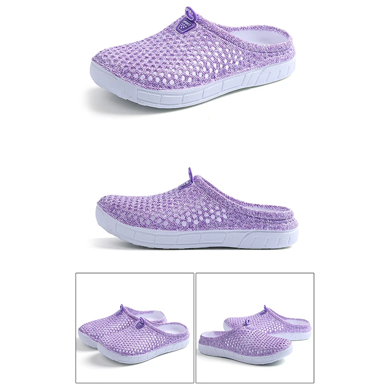 161 Purple Простые женские нескользящие шлепанцы унисекс с вырезами; пляжная уличная дышащая повседневная однотонная обувь с круглым носком - Цвет: 161 Purple