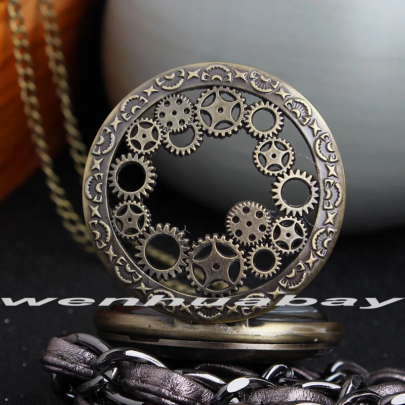 Винтажные кварцевые карманные часы с полым механизмом в стиле стимпанк ожерелье