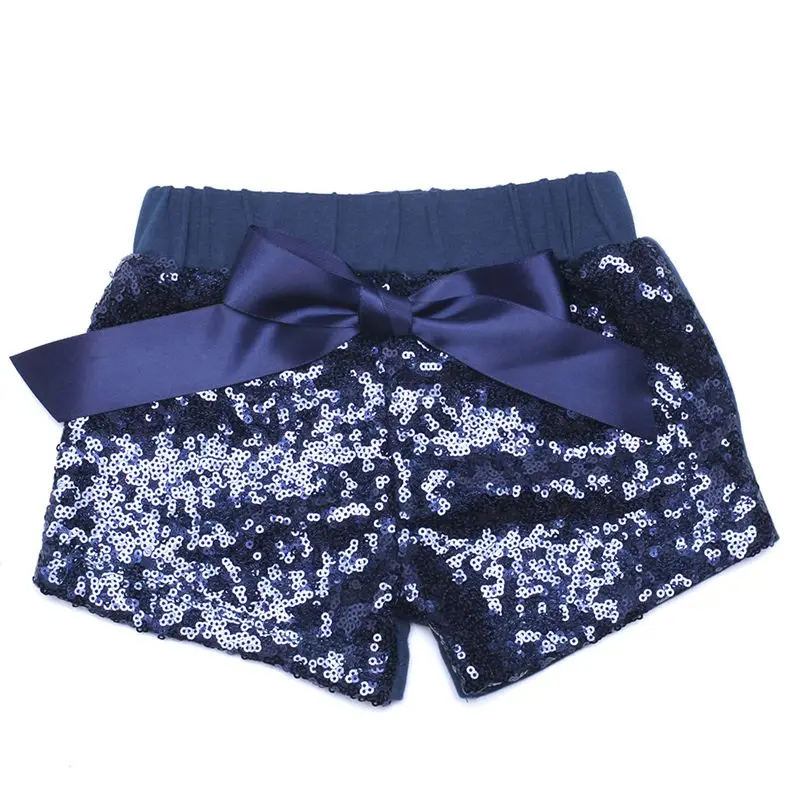Темно-синие блестящие расшитые пайетками шорты синяя одежда для маленьких