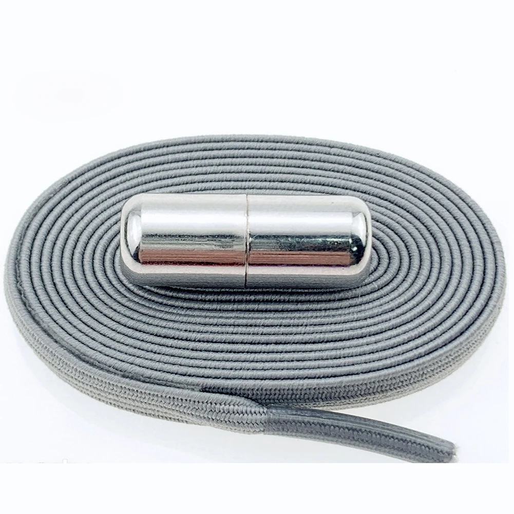 grey 1Pair 100cm No Tie Lazy Shoelaces shiny Elastic Shoes Lace Casual Sneakers Stretchy Shoelace Glitter Elasticity Shoe Laces - Цвет: grey
