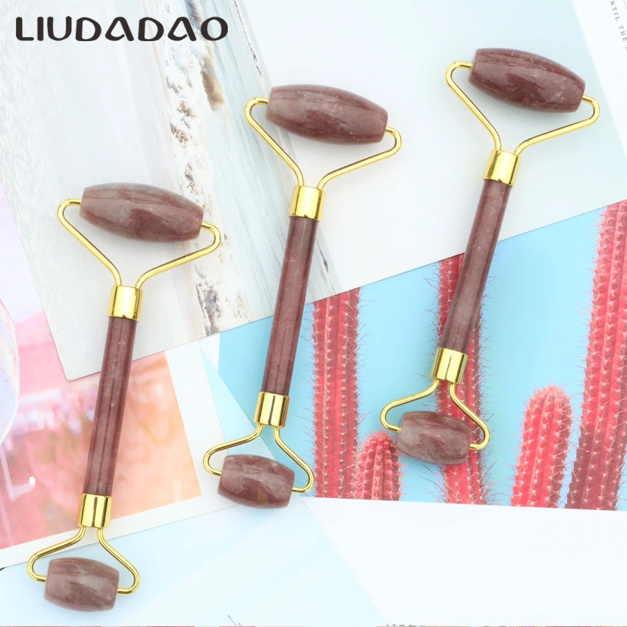 Массажные ролики для лица с клубничным кварцем ролик из нефрита кристаллами