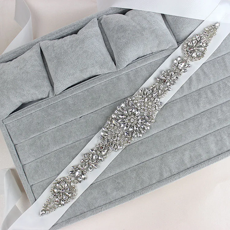 

In Stock Women 2018 Wedding Accessories Crystal Wedding Belt Satin Ribbon