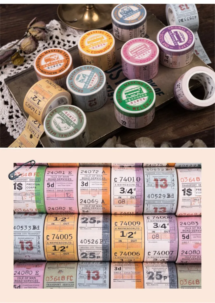 30 мм* 5 м Ретро билетов Васи клейкие ленты наклейки Скрапбукинг DIY Винтаж Маскировочная лента пуля школьный журнал офисные принадлежности sl1985