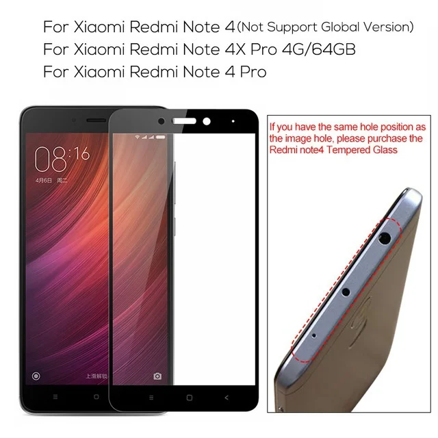2.5D Закаленное стекло для Xiaomi Redmi Note 4 защитная пленка экрана 4x Pro полный Чехол