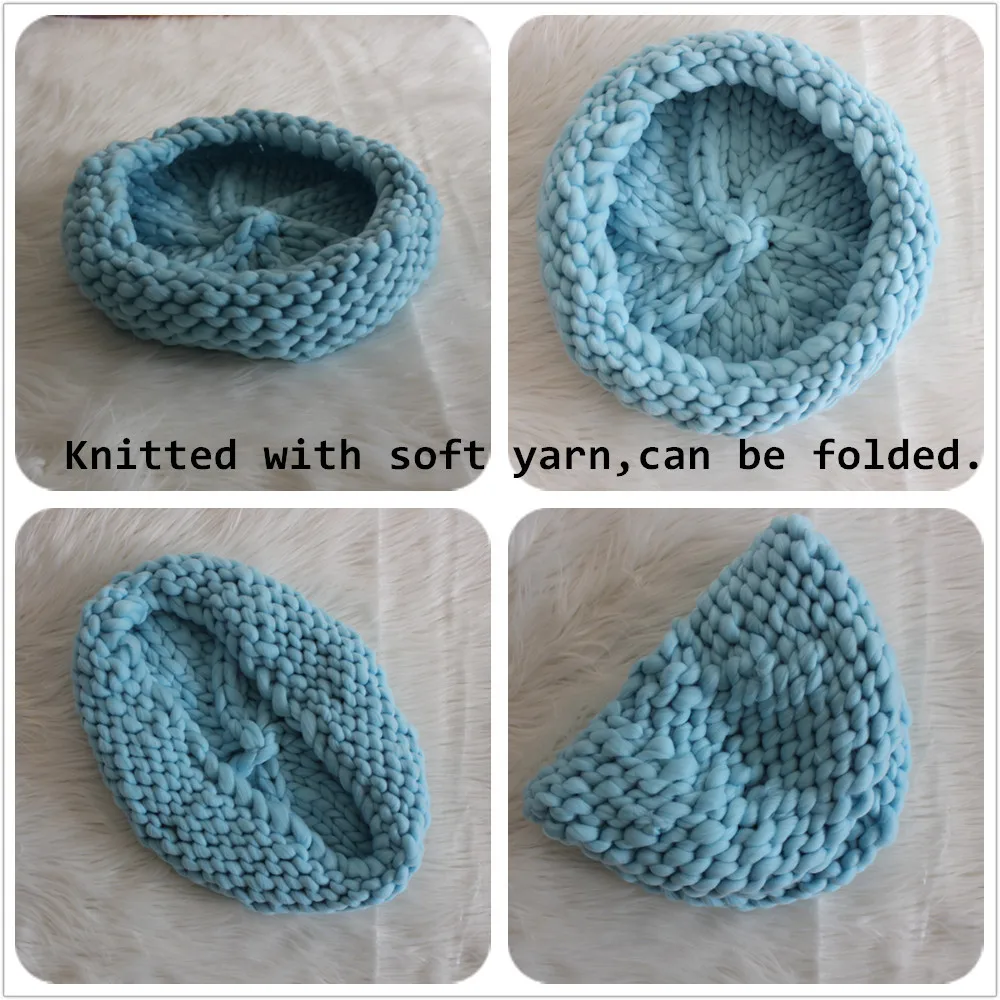 Newborn Posing Basket Knitted Thick Yarn Bowl Cocoon Baby Photo Prop | Мать и ребенок