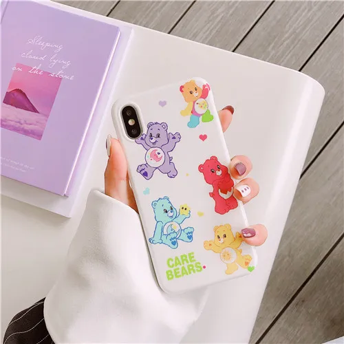 white Мягкий силиконовый чехол с медведями для iphone x, чехол xs max xr, милый медведь, глянцевый чехол для телефона 6, для iphone 6s, 7, 8 plus, 7 plus, 8, 11 - Цвет: white