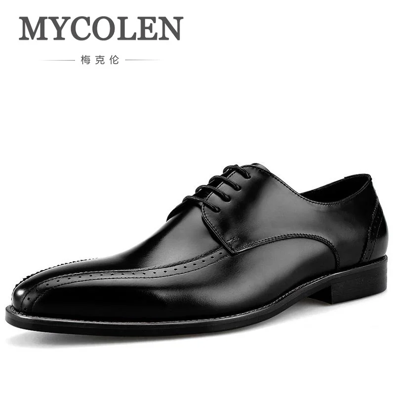 MYCOLEN/Новинка модные брендовые модельные туфли коричневые кожаные костюмы