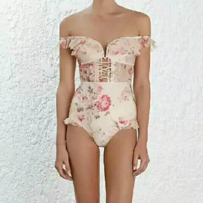 2018 Sexy Floral Print High Waist Swimsuit Ruffle Bikini Push Up Swimwear Women Vintage Biquini Bathing Suit Maillot de Bain |