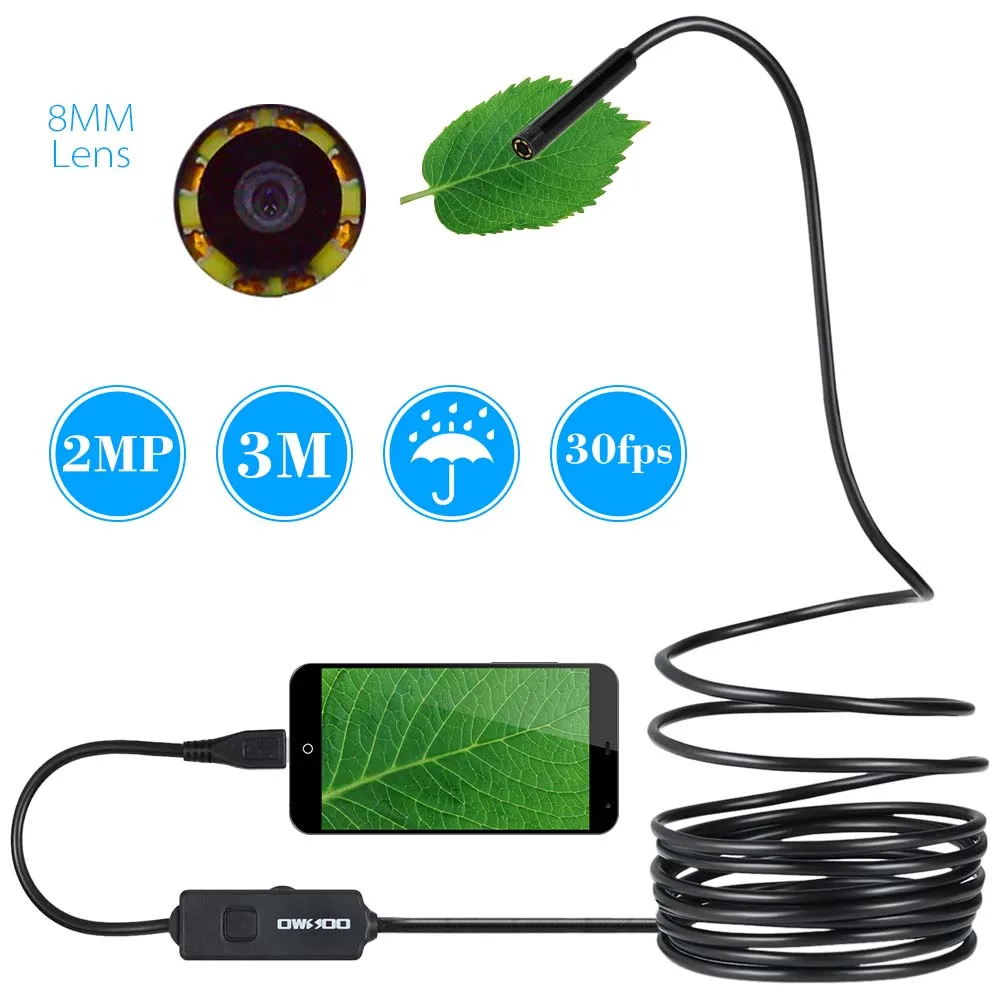 Водонепроницаемый эндоскоп OWSOO HD 720P 6 светодиодов 8 мм USB провод|Камеры