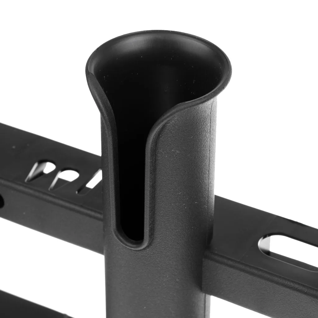 

Black PP Plastic Triple 3 Rod Boat Fishing Rod Holder Rest Socket Mount Bracket Rack with Mounting Screws Hardware