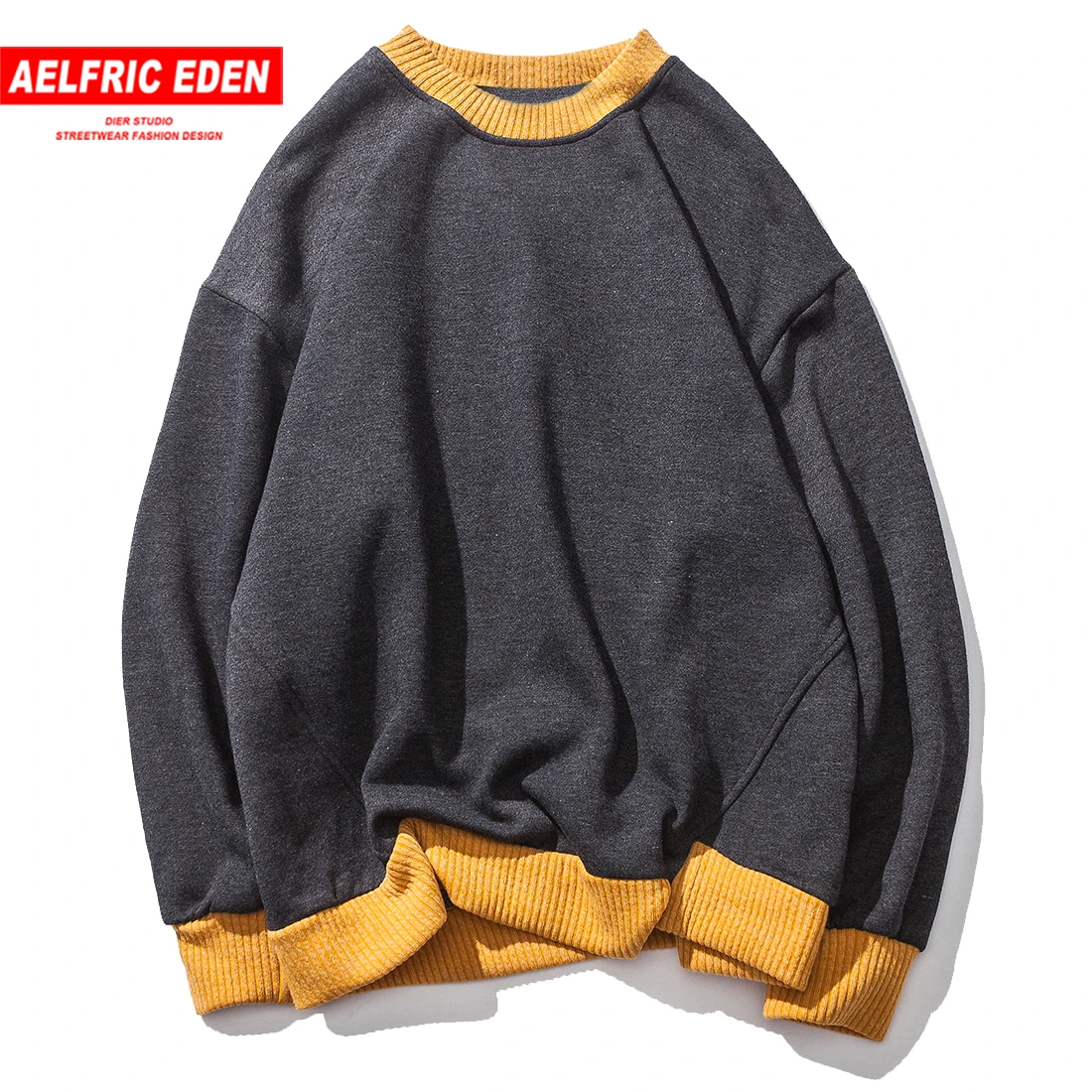 Aelfric Eden Винтаж Harajuku цветной блок Лоскутные мужские толстовки хип хоп