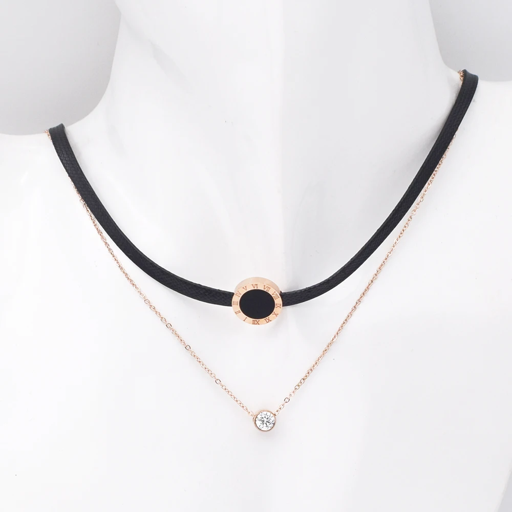 Хит продаж модные ювелирные изделия 2 слоя кожи и нержавеющей стали чокер