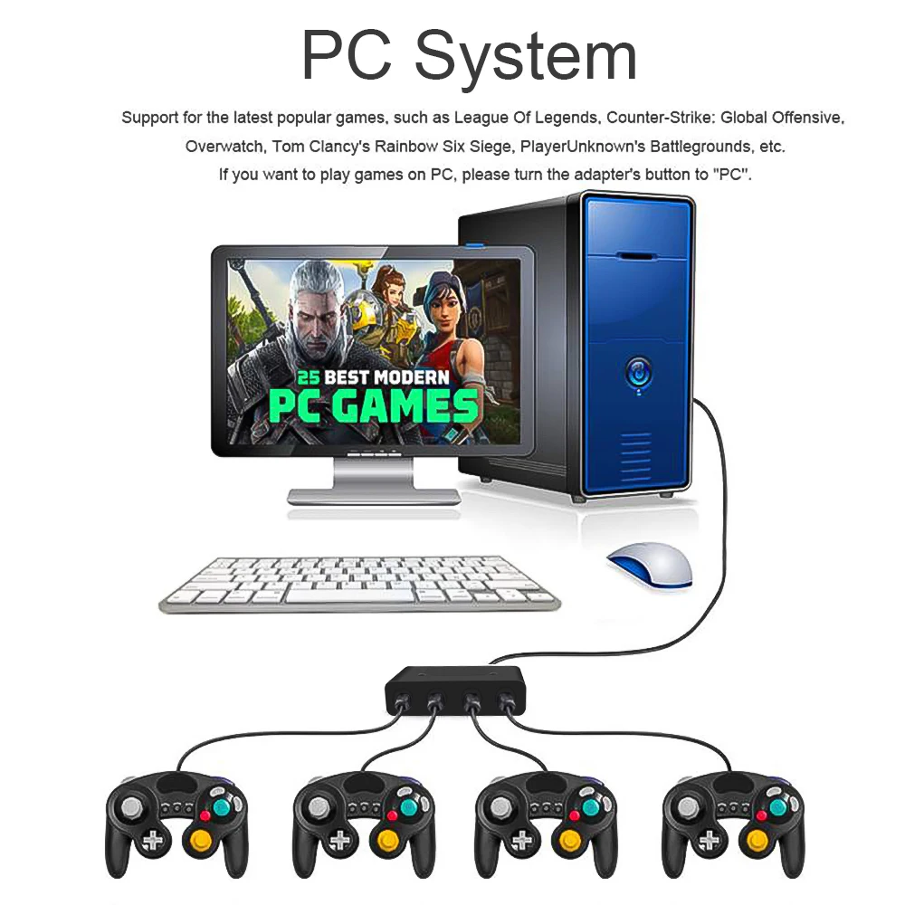4 порта для GameCube Wii конвертер GC контроллеры USB адаптер поддерживает дома и