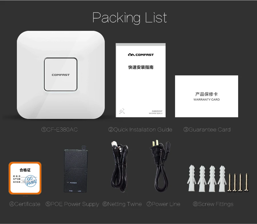 COMFAST 1750Mbps 2.4G+5.8G Wifi Access Point WiFi coverage 11AC wifi router ceiling AP support openWRT ddWRT CF-E380AC 4PCS | Компьютеры и