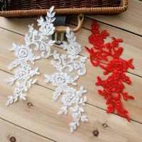 embroidered lace applique lace trim for diy wedding dress off white red off white with silver color 4pcs2pairs 24 59 5cm