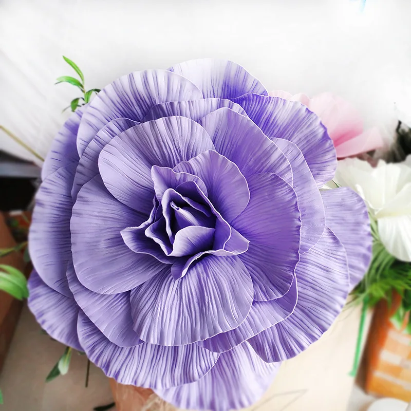 purple DIY PE большой пенопласт розы цветы голова дома Свадебная вечеринка фотография фон стены сценическое украшение Модные ремесла цветочные розы - Цвет: purple