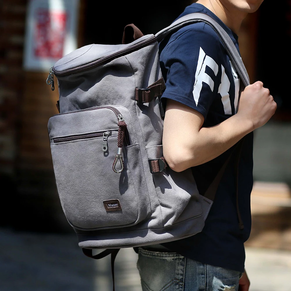 

New Men USB Backpack Canvas Travel Backpack Fashion Large Capacity Bag for Men Causal Backpack for 15.6''Laptop