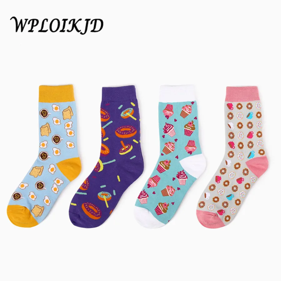 

Творческие милые носки [WPLOIKJD] в стиле Харадзюку, носки с изображением сладкой еды, авокадо, фруктов/яиц/мороженого, носки с абстрактной карти...