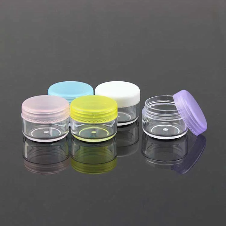 

Wholesale Candy Color Small 5g Circular Cream Box Sample Trial Pack PS Plastic Box 50pcs/lot