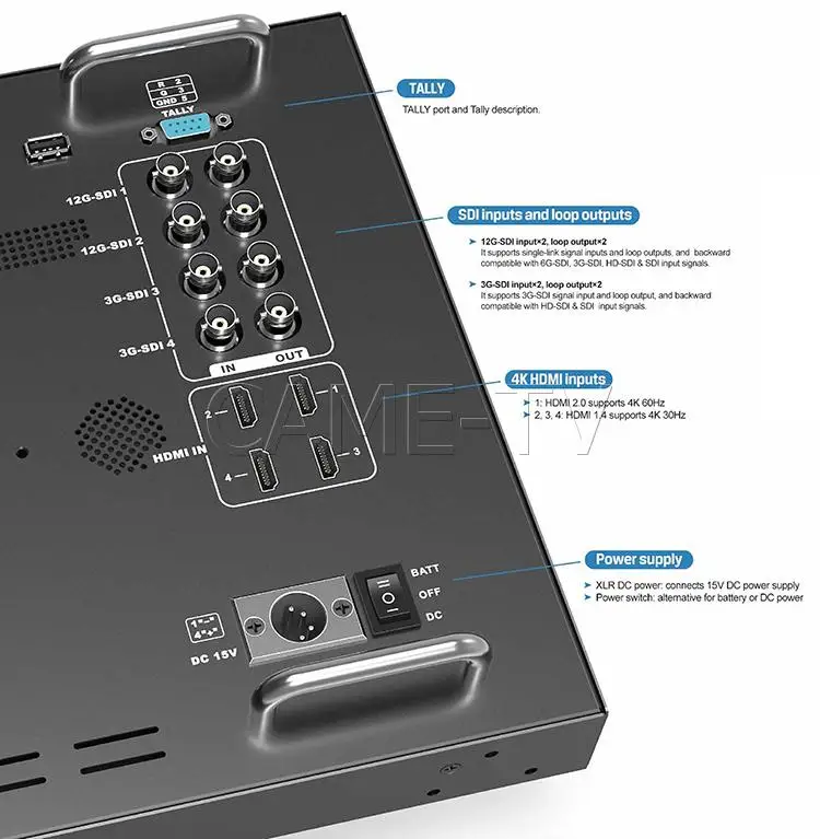 CAME TV 15 6 &quot12G SDI 4K РАДИОВЕЩАТЕЛЬНЫЙ монитор с 12G HDMI Tally входами|Аксессуары для