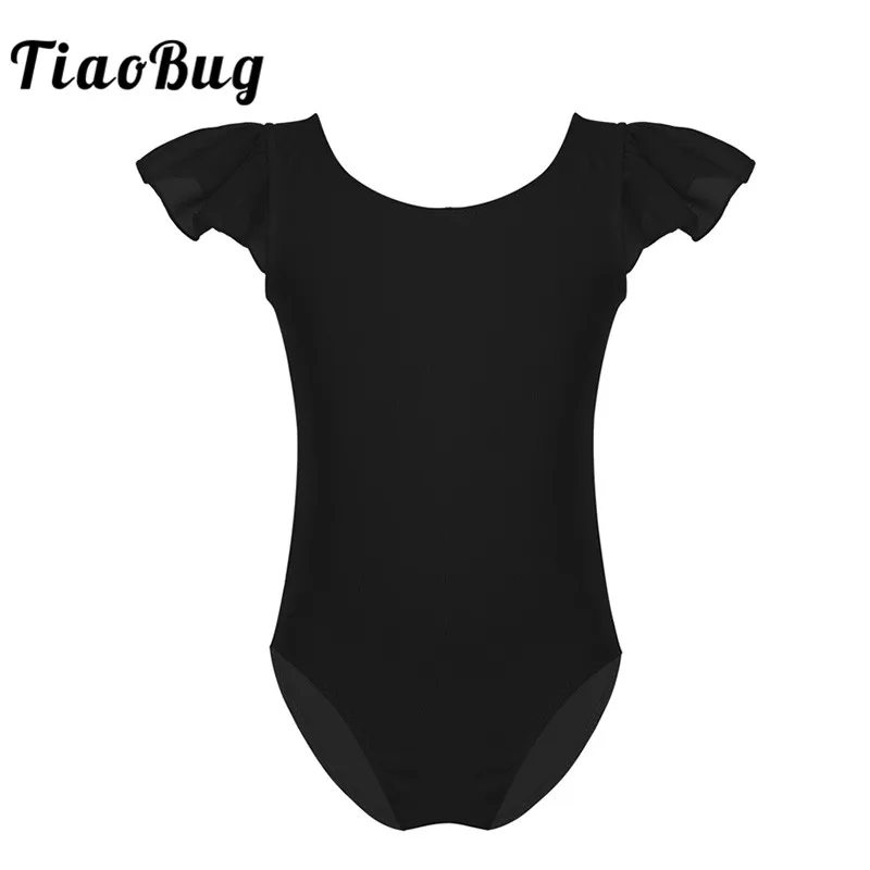 

TiaoBug Kids Cotton Ruffle Sleeve Professional Ballet Leotard Girls Gymnastics Leotard Sports Bodysuit Child Practice Dance Wear