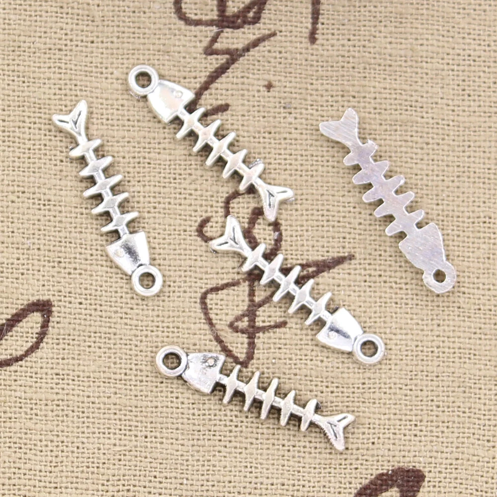 

50pcs Charms Fish Bone 23x5mm Antique Silver Color Pendants DIY Necklace Crafts Making Findings Handmade Tibetan Jewelry