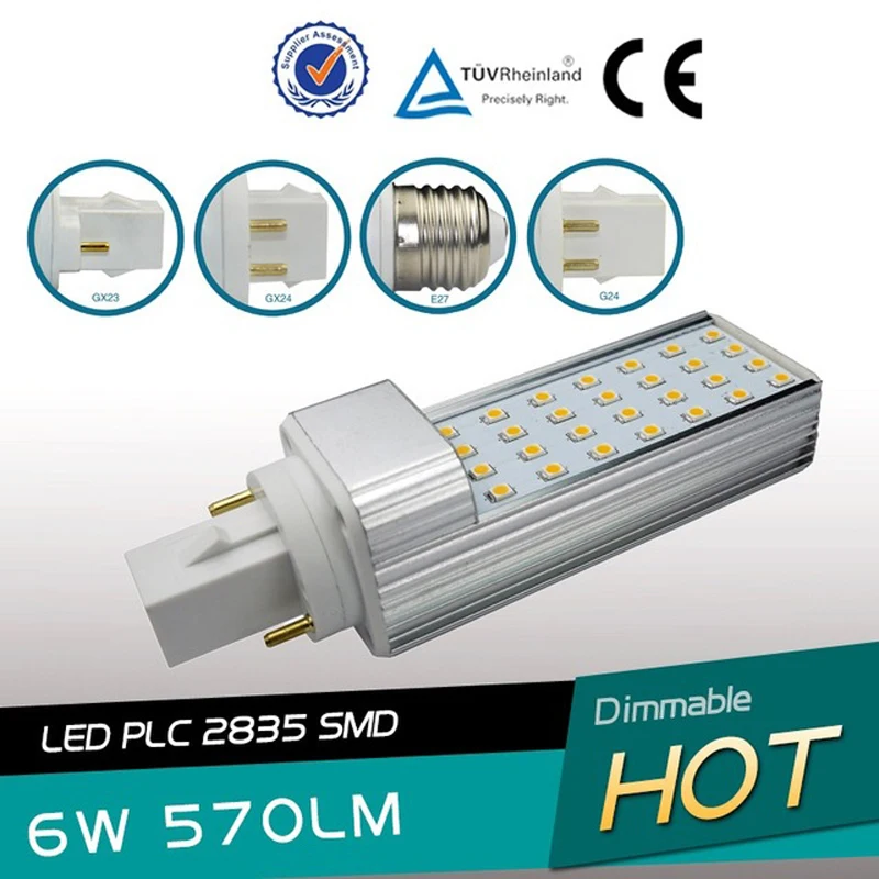 10 шт./лот 6 Вт E27/G23/G24 (2pin 4pin) LED PLC лампа 35 Epistar SMD2835 led источник теплый белый гостиной